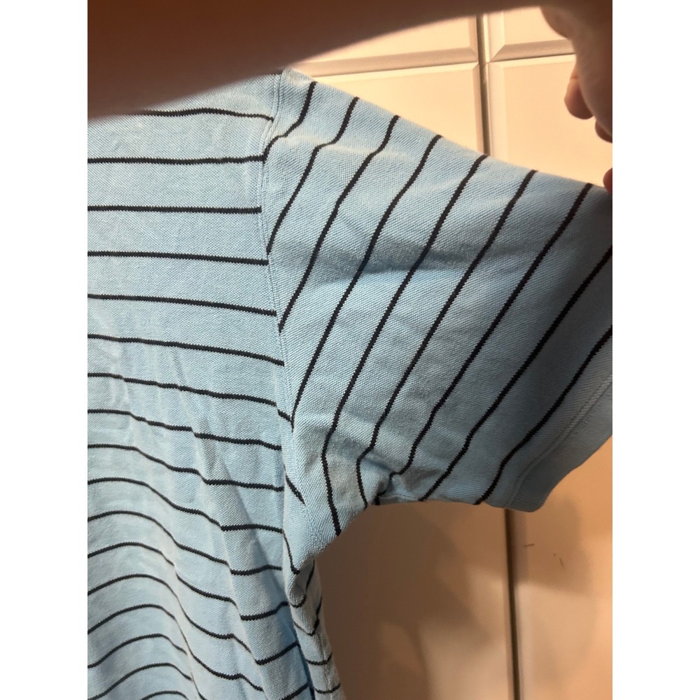 Eddie Bauer Mens XXL Blue Striped Short Sleeve Cotton Pique Polo Shirt‎ - Picture 7 of 16